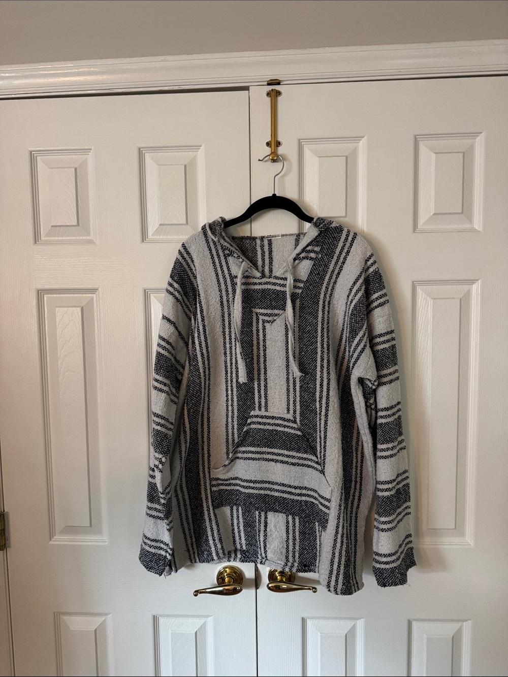 Striped Baja Hoodie in Black and White